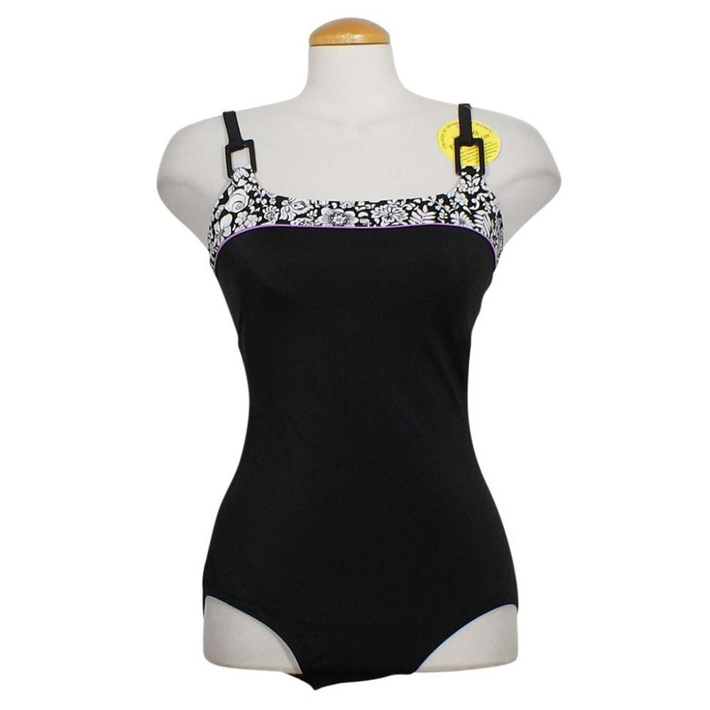 Floral Trim One Piece Swimsuit 8 D DD DDD E